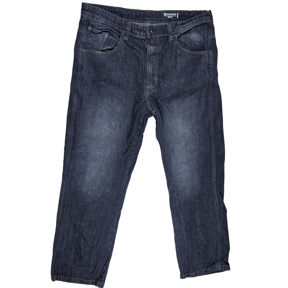 Southpole Relaxed Fit Jeans Men's 38x32 Dark Wash Black Denim Streetwear Y2K